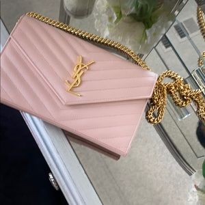 YSL Pink leather gold chain bag